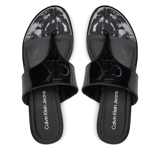 Japonki Calvin Klein Jeans Flat Sandal Slide Toepost Mg Met YW0YW01342 Czarny 39 promocja eobuwie.pl