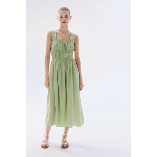 H & M - Sukienka z elastycznym marszczeniem - Zielony ze sklepu H&M w kategorii Sukienki - zdjęcie 173377089