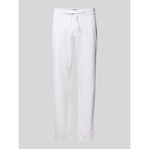 Spodnie lniane o kroju regular fit z tunelem model ‘MARIO’ ze sklepu Peek&Cloppenburg  w kategorii Spodnie męskie - zdjęcie 173377179
