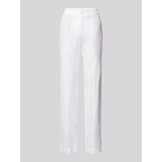 Spodnie lniane z szeroką nogawką z przeszytym kantem ze sklepu Peek&Cloppenburg  w kategorii Spodnie damskie - zdjęcie 173377205