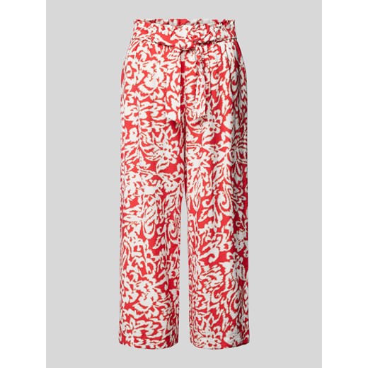 Spodnie materiałowe z szerokimi nogawkami i wiązanym paskiem ze sklepu Peek&Cloppenburg  w kategorii Spodnie damskie - zdjęcie 173377359
