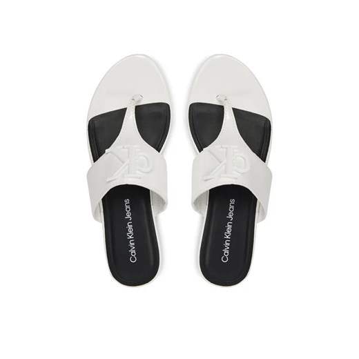 Calvin Klein Jeans Japonki Flat Sandal Slide Toepost Mg Met YW0YW01342 Biały 41 okazja MODIVO