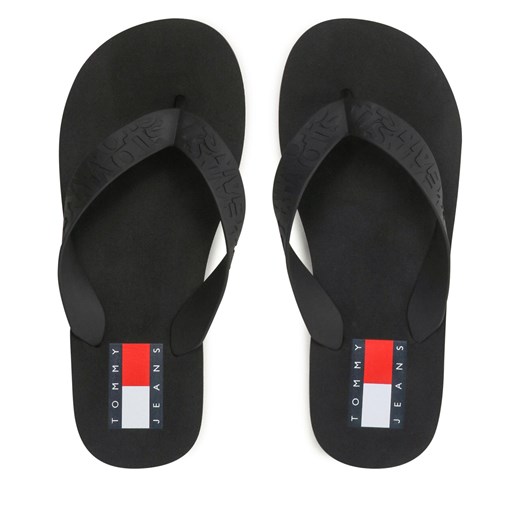 Japonki Tommy Jeans Tjw Flag Eva Beach Sandal EN0EN02194 Czarny ze sklepu eobuwie.pl w kategorii Klapki damskie - zdjęcie 173379758