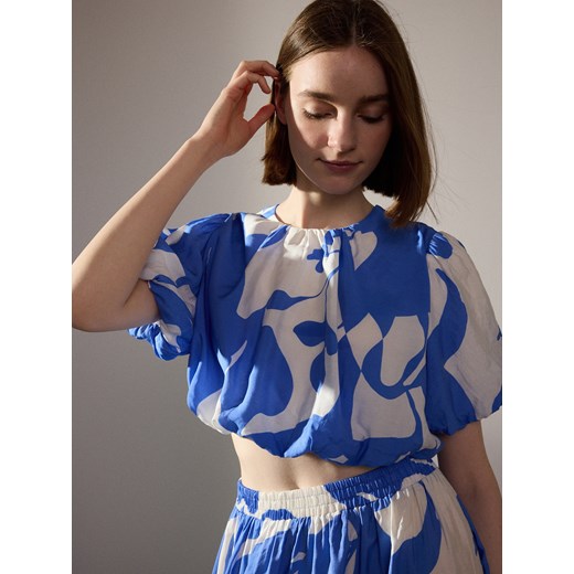 Reserved bluzka damska z krótkim rękawem z okrągłym dekoltem 