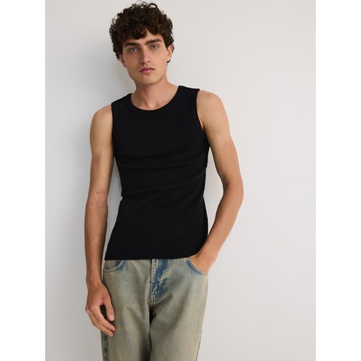 Reserved - Dzianinowy top slim fit - czarny ze sklepu Reserved w kategorii T-shirty męskie - zdjęcie 173381217