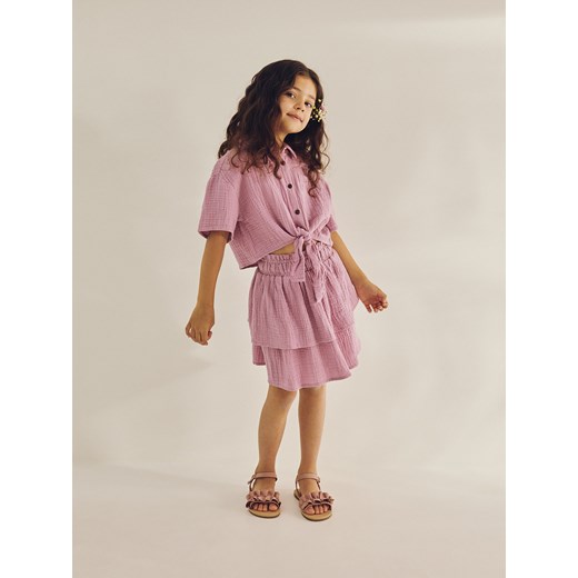 Reserved - Muślinowa koszula z wiązaniem - fioletowy Reserved 122 (6-7 lat) Reserved