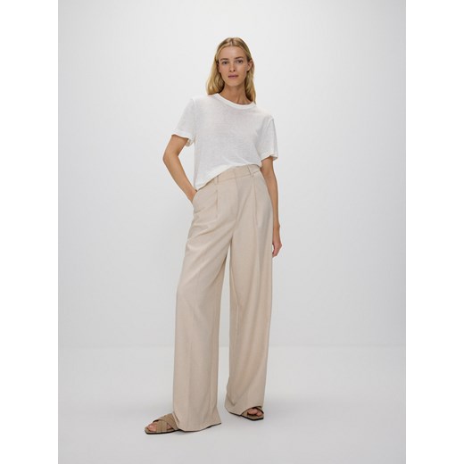 Reserved - T-shirt z wiskozą i lnem - złamana biel Reserved XL Reserved