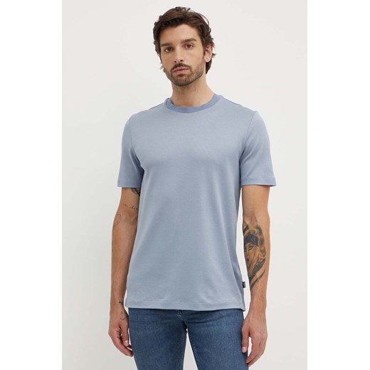 BOSS t-shirt bawełniany męski kolor niebieski melanżowy 50518539 ze sklepu ANSWEAR.com w kategorii T-shirty męskie - zdjęcie 173386407