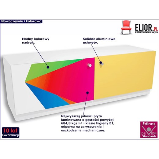 Komoda dla dziecka z kolorową grafiką Elif 7X - 3 kolory Elior One Size Edinos.pl