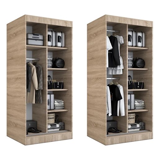 Biała szafa przesuwna z lustrem - Edna 2X Profeos One Size Edinos.pl