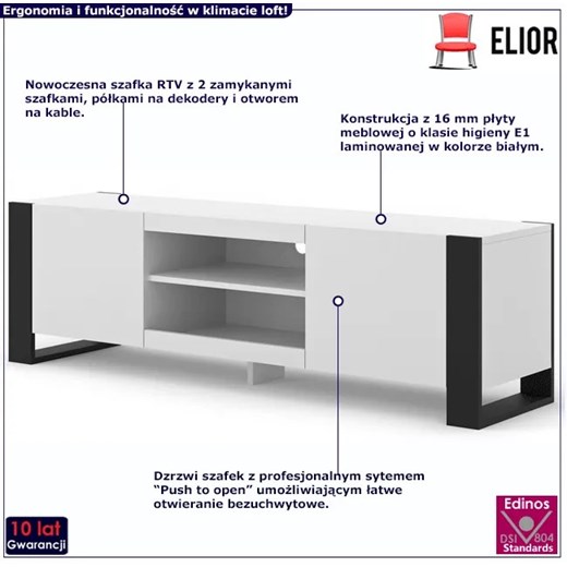 Biała szafka rtv - Birma 3X Elior One Size Edinos.pl