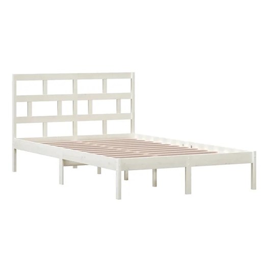 Białe dwuosobowe łóżko drewniane 140x200 - Bente 5X Elior One Size Edinos.pl