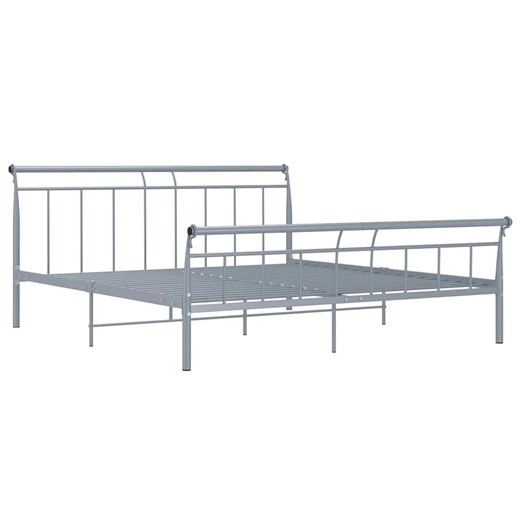 Szare metalowe łóżko małżeńskie 160x200 cm - Ventano ze sklepu Edinos.pl w kategorii Łóżka i materace - zdjęcie 173387605