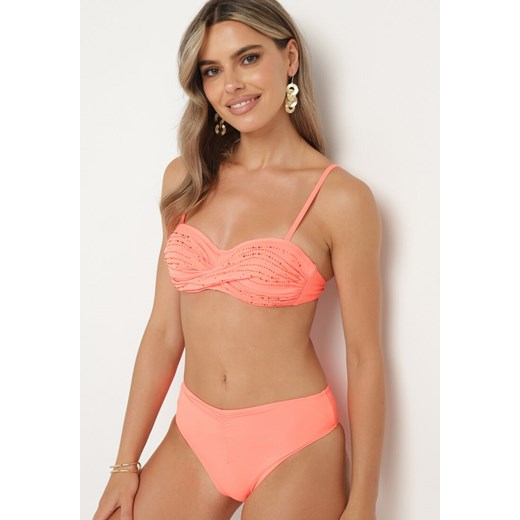 Pomarańczowe Bikini Stanik z Cekinami Majtki Typu Figi Vikinies 44 wyprzedaż Born2be Odzież