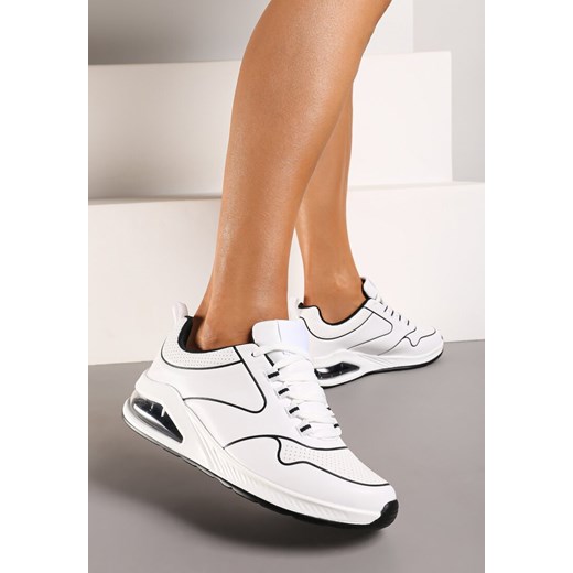 Biało-Czarne Sneakersy przed Kostkę z Podeszwą Typu Air z Imitacji Skóry Ialoella ze sklepu renee.pl w kategorii Buty sportowe damskie - zdjęcie 173389276