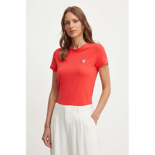 Guess t-shirt damski kolor czerwony ze sklepu ANSWEAR.com w kategorii Bluzki damskie - zdjęcie 173395666