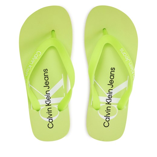 Japonki Calvin Klein Jeans Beach Sandal Monologo Tpu YW0YW01246 Zielony 40 wyprzedaż eobuwie.pl