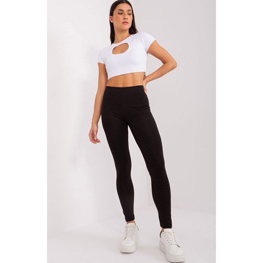 Czarne legginsy z wysokim stanem LO-LG-LK-546.32, Kolor czarny, Rozmiar S, Rue Paris ze sklepu Primodo w kategorii Spodnie damskie - zdjęcie 173397525