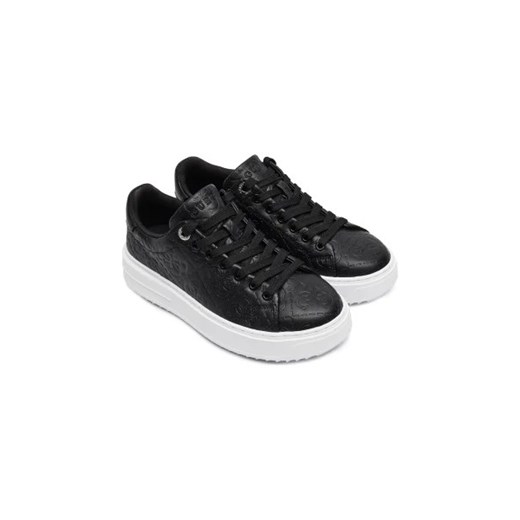Czarne buty sportowe damskie Guess sneakersy z tworzywa sztucznego na platformie sznurowane