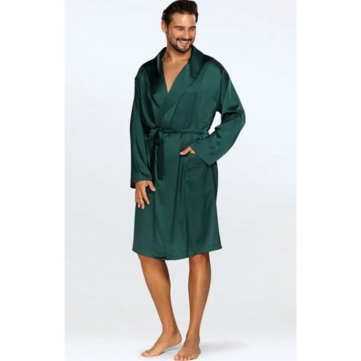 Satynowy szlafrok męski zielony Lukas, Kolor zielony, Rozmiar M, DKaren ze sklepu Intymna w kategorii Szlafroki damskie - zdjęcie 173398135