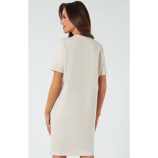 Tunika damska z krótkim rękawem beżowa Stella, Kolor beżowy, Rozmiar M, Italian Fashion ze sklepu Intymna w kategorii Koszule nocne - zdjęcie 173398168