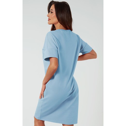 Tunika damska z krótkim rękawem niebieska Stella, Kolor niebieski, Rozmiar M, Italian Fashion ze sklepu Intymna w kategorii Koszule nocne - zdjęcie 173398178