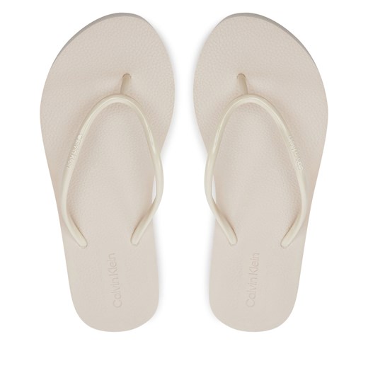 Japonki Calvin Klein Flatform Ff Deboss Logo Tpu HW0HW01977 Beżowy Calvin Klein 41 eobuwie.pl