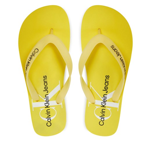 Japonki Calvin Klein Jeans Beach Sandal Monogram Tpu YM0YM00838 Żółty ze sklepu eobuwie.pl w kategorii Klapki męskie - zdjęcie 173399518