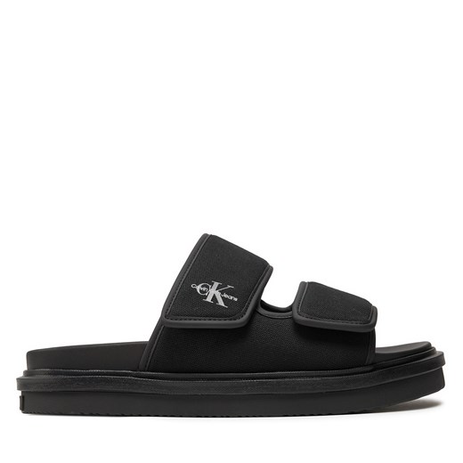 Klapki Calvin Klein Jeans Double Bar Sandal Mtl YM0YM01020 Czarny ze sklepu eobuwie.pl w kategorii Klapki męskie - zdjęcie 173399646