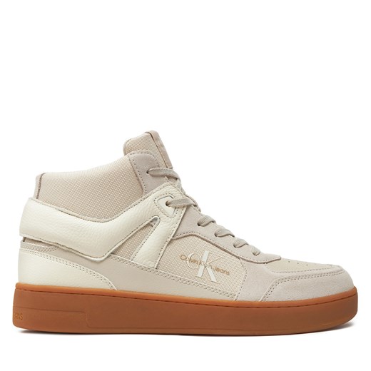 Sneakersy Calvin Klein Jeans Basket Cup Mid Laceup Lth Ml Mtr YM0YM00995 Écru 46 eobuwie.pl