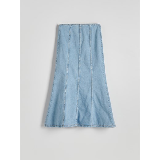 Reserved - Jeansowa spódnica z przeszyciami - niebieski ze sklepu Reserved w kategorii Spódnice - zdjęcie 173406457