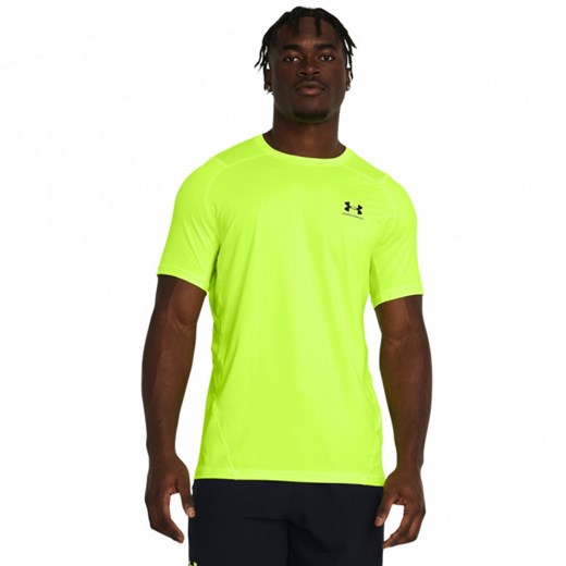 Męska koszulka treningowa Under Armour UA HG Armour Fitted SS - zielona ze sklepu Sportstylestory.com w kategorii T-shirty męskie - zdjęcie 173407507