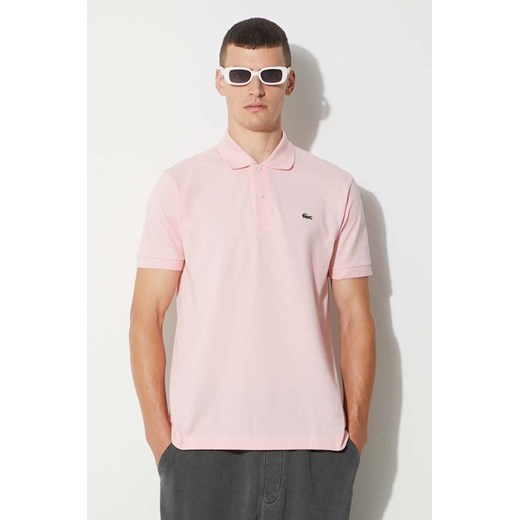 Lacoste polo bawełniane kolor różowy ze sklepu PRM w kategorii T-shirty męskie - zdjęcie 173407778