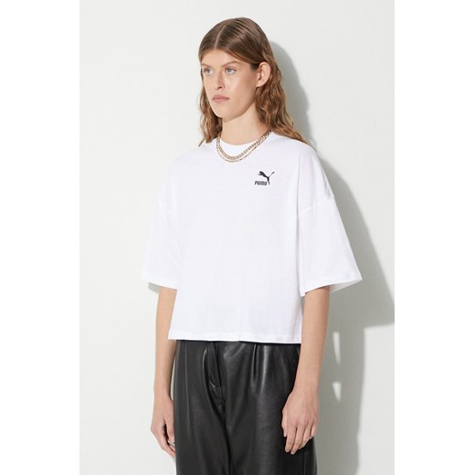 Puma t-shirt bawełniany kolor biały ze sklepu PRM w kategorii Bluzki damskie - zdjęcie 173408376