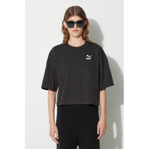 Puma t-shirt bawełniany kolor czarny ze sklepu PRM w kategorii Bluzki damskie - zdjęcie 173408378