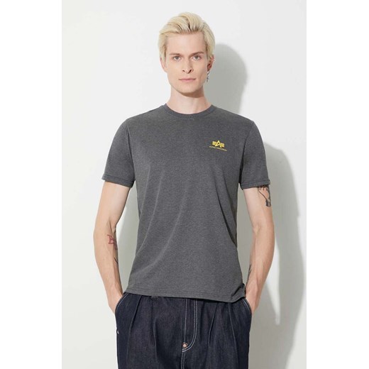 Alpha Industries t-shirt Basic T Small Logo męski kolor szary melanżowy Alpha Industries M okazyjna cena PRM