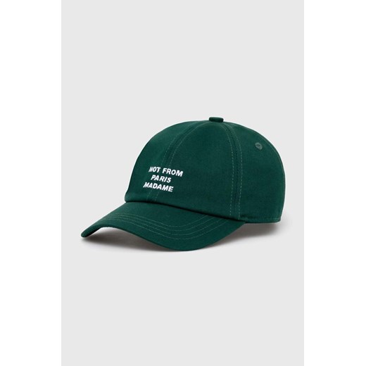 Drôle de Monsieur czapka z daszkiem bawełniana La Casquette Slogan kolor zielony z aplikacją PERM-CP151-CO138-DGN ze sklepu PRM w kategorii Czapki z daszkiem męskie - zdjęcie 173408486