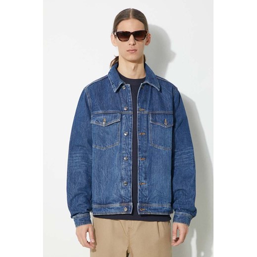 Wood Wood kurtka jeansowa Ivan Denim męska kolor niebieski przejściowa 12315106.7051 ze sklepu PRM w kategorii Kurtki męskie - zdjęcie 173409049