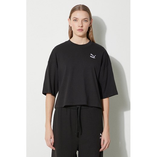 Puma t-shirt bawełniany damski kolor czarny 624226 ze sklepu PRM w kategorii Bluzki damskie - zdjęcie 173409305