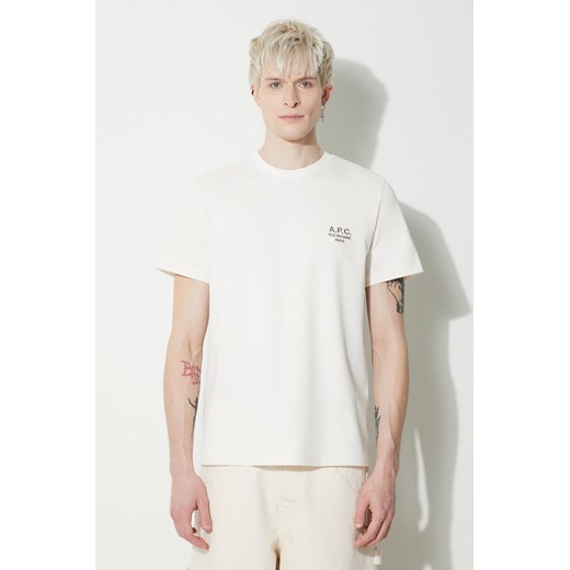 A.P.C. t-shirt bawełniany T-Shirt New Raymond męski kolor beżowy gładki L PRM