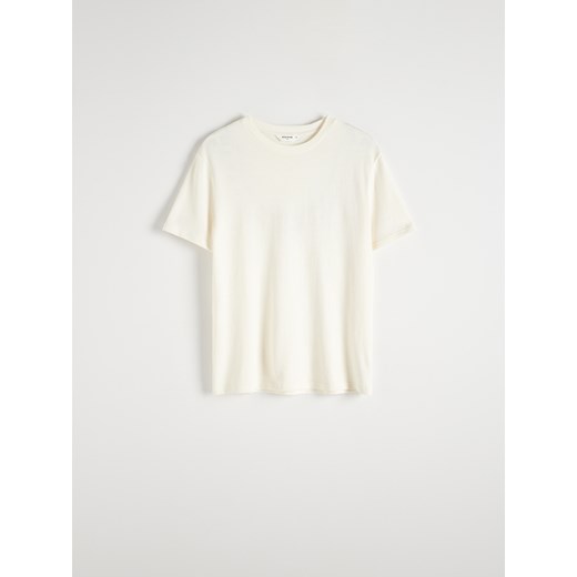 Reserved - T-shirt regular fit - złamana biel ze sklepu Reserved w kategorii T-shirty męskie - zdjęcie 173412057