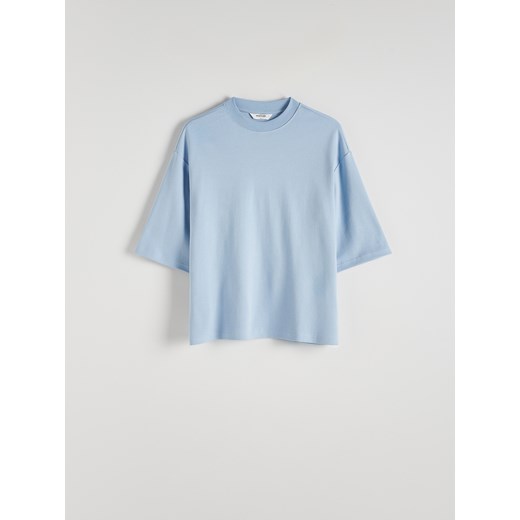 Reserved - Gładki T-shirt oversize - jasnoniebieski ze sklepu Reserved w kategorii T-shirty męskie - zdjęcie 173412198
