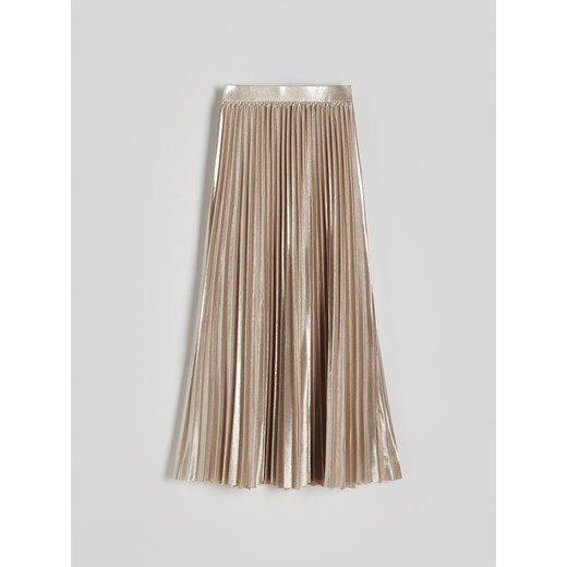 Reserved - Złota spódnica midi z plisowaniem - złoty ze sklepu Reserved w kategorii Spódnice - zdjęcie 173417239