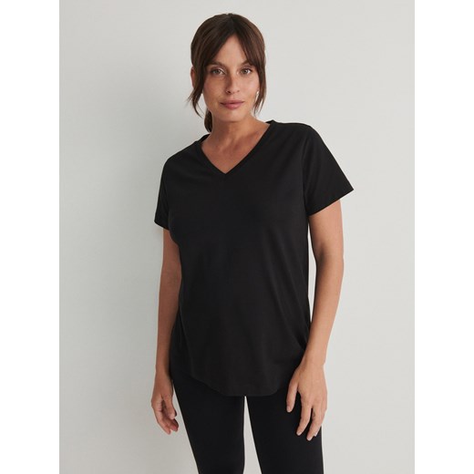 Reserved - T-shirt z dekoltem V - czarny ze sklepu Reserved w kategorii Bluzki ciążowe - zdjęcie 173417435