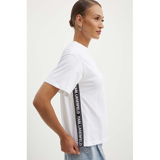 Karl Lagerfeld t-shirt bawełniany damski kolor biały 245W1703 ze sklepu ANSWEAR.com w kategorii Bluzki damskie - zdjęcie 173420908