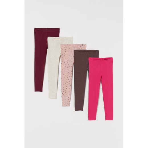 H & M - Dżersejowe legginsy 5-pak - Różowy H & M 128 (7-8Y) H&M