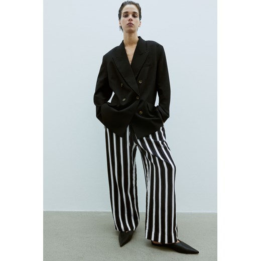 H & M - Szerokie spodnie bez zapięcia - Czarny ze sklepu H&M w kategorii Spodnie damskie - zdjęcie 173421327