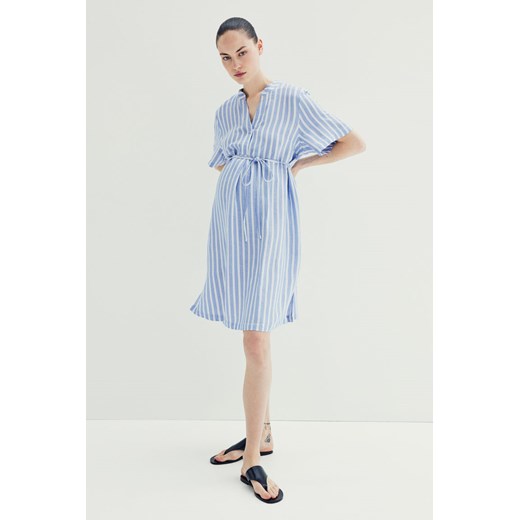 H & M - MAMA Tunikowa sukienka z domieszką lnu - Niebieski H & M XL H&M