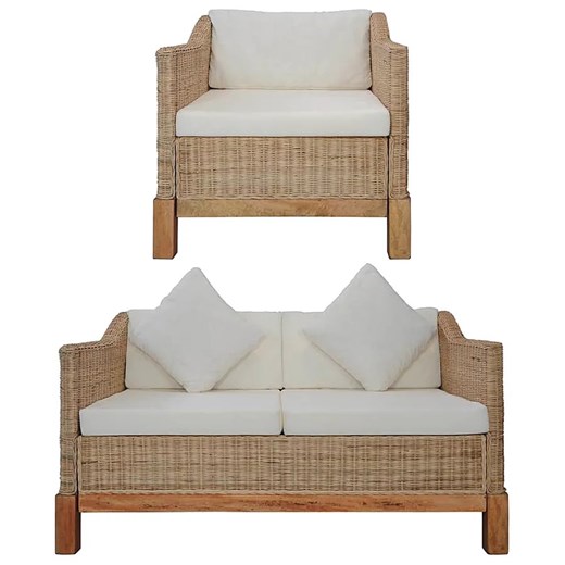2-częściowy zestaw wypoczynkowy, sofa i fotel, naturalny rattan D1-Z04 ze sklepu Edinos.pl w kategorii Zestawy mebli ogrodowych - zdjęcie 173422498
