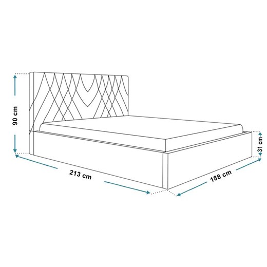 Turkusowe tapicerowane łóżko 180x200 Rivoli 3X Elior One Size Edinos.pl